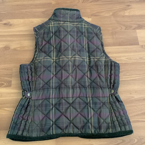 Lauren Ralph Lauren Olive Quilted Plaid Puffer Vest Women’s Size Petite Large - Picture 11 of 16